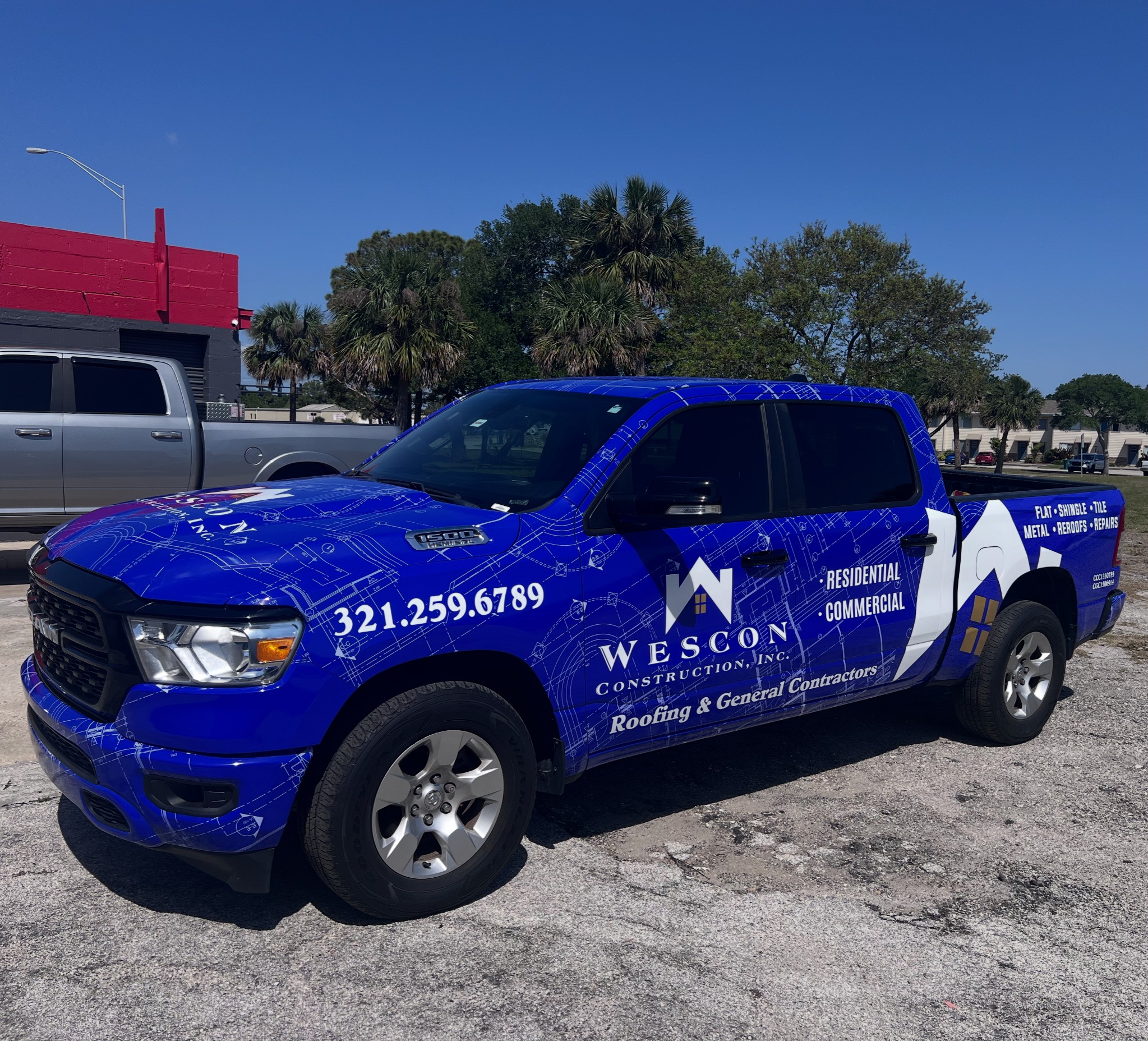 Blue business pickup wrap