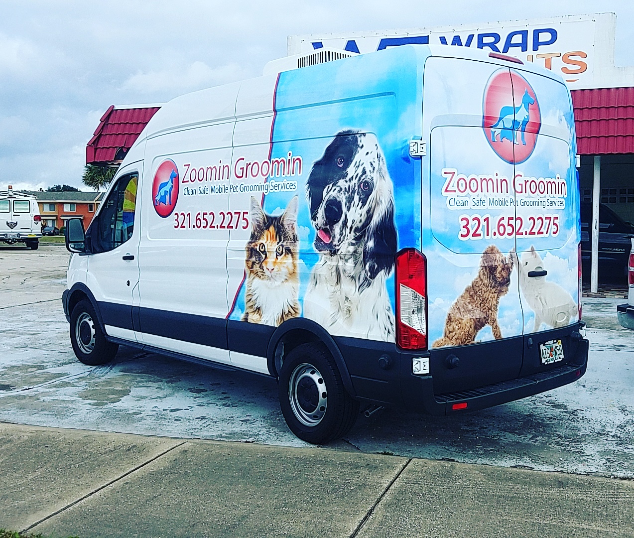 Dog grooming van wrap