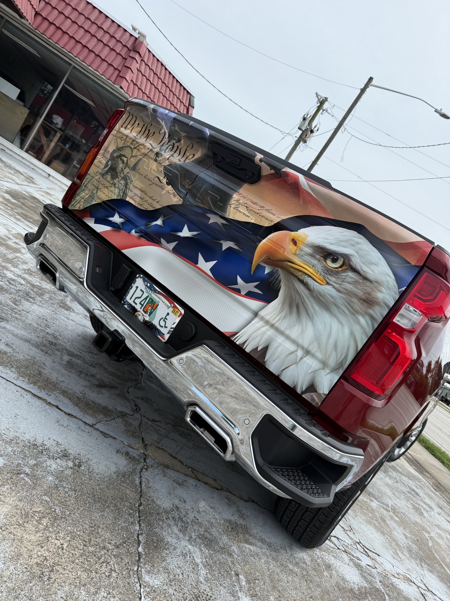 Patriotic custom tailgate wrap