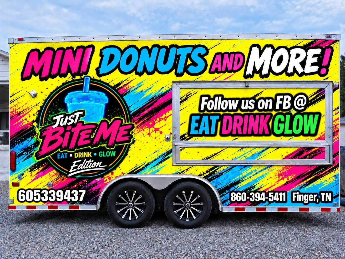 Mini Donuts and More concession trailer graphics by Wrap Giants