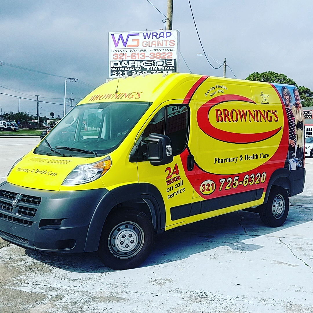 Yellow commercial van wrap by Wrap Giants