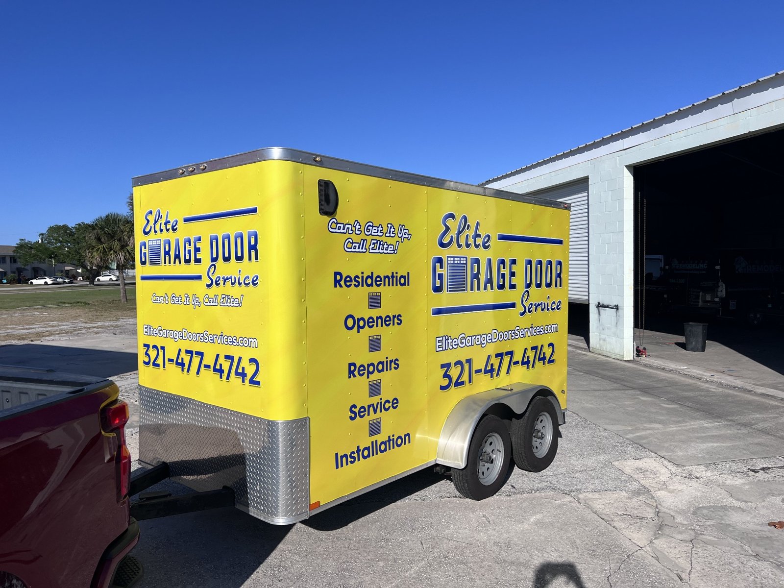 Elite Garage Door Service trailer graphics