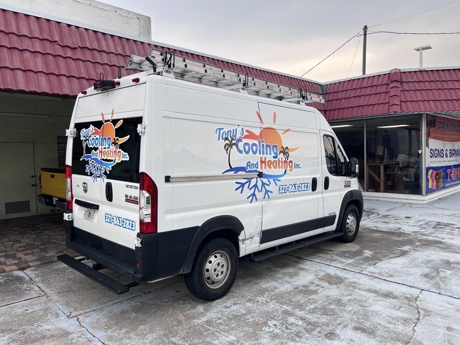 Heating and cooling service van lettering