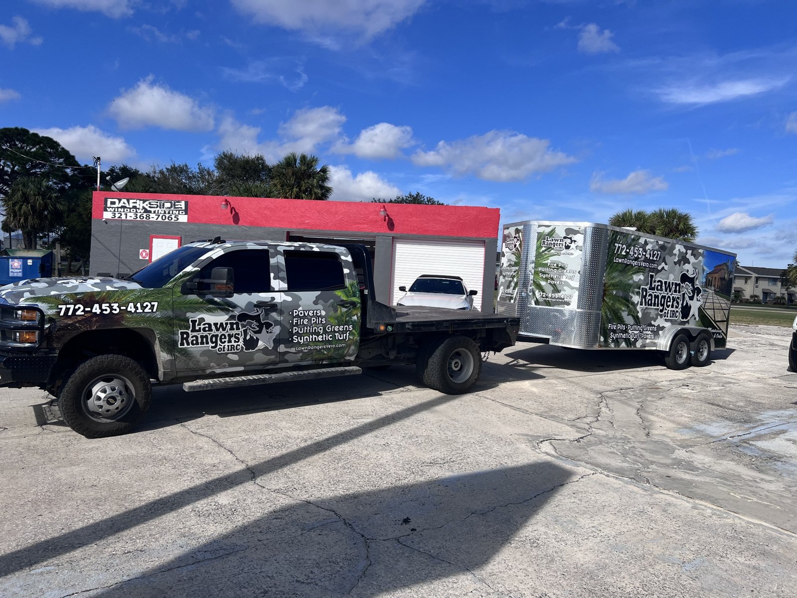 Lawn Rangers coordinated truck and trailer graphics