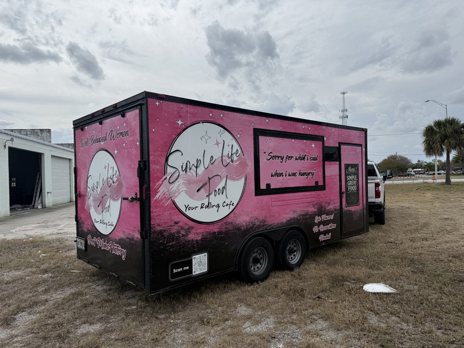 Pink mobile-business trailer graphics