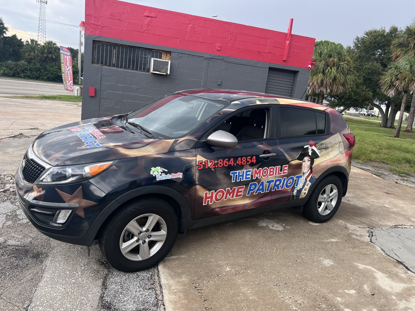 The Mobile Home Patriot branded car