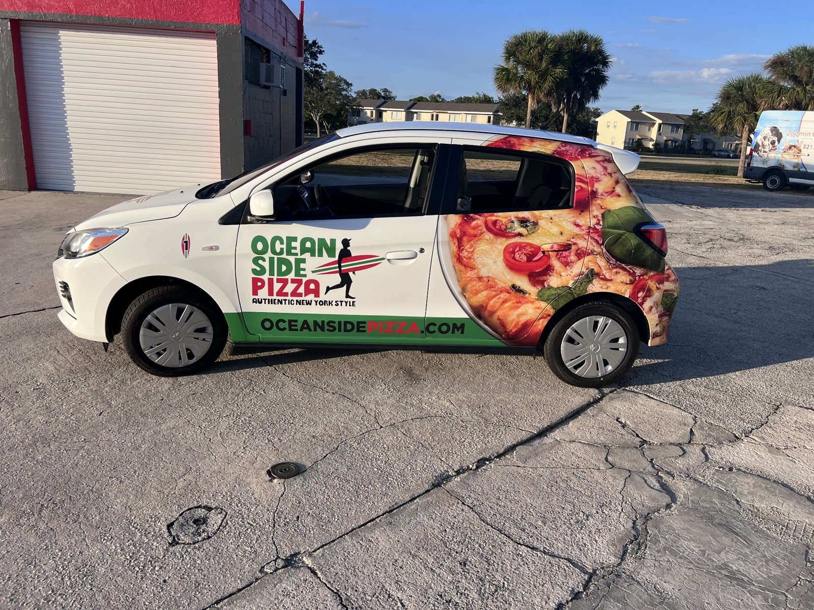 Oceanside Pizza branded car
