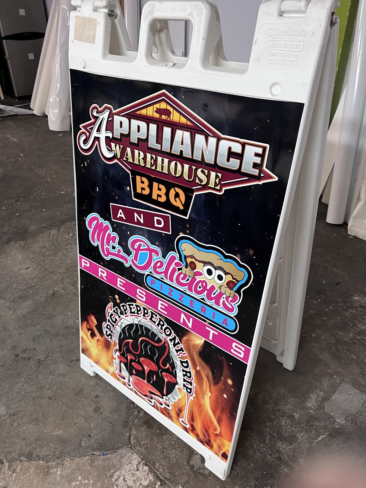 Printed restaurant branding graphics