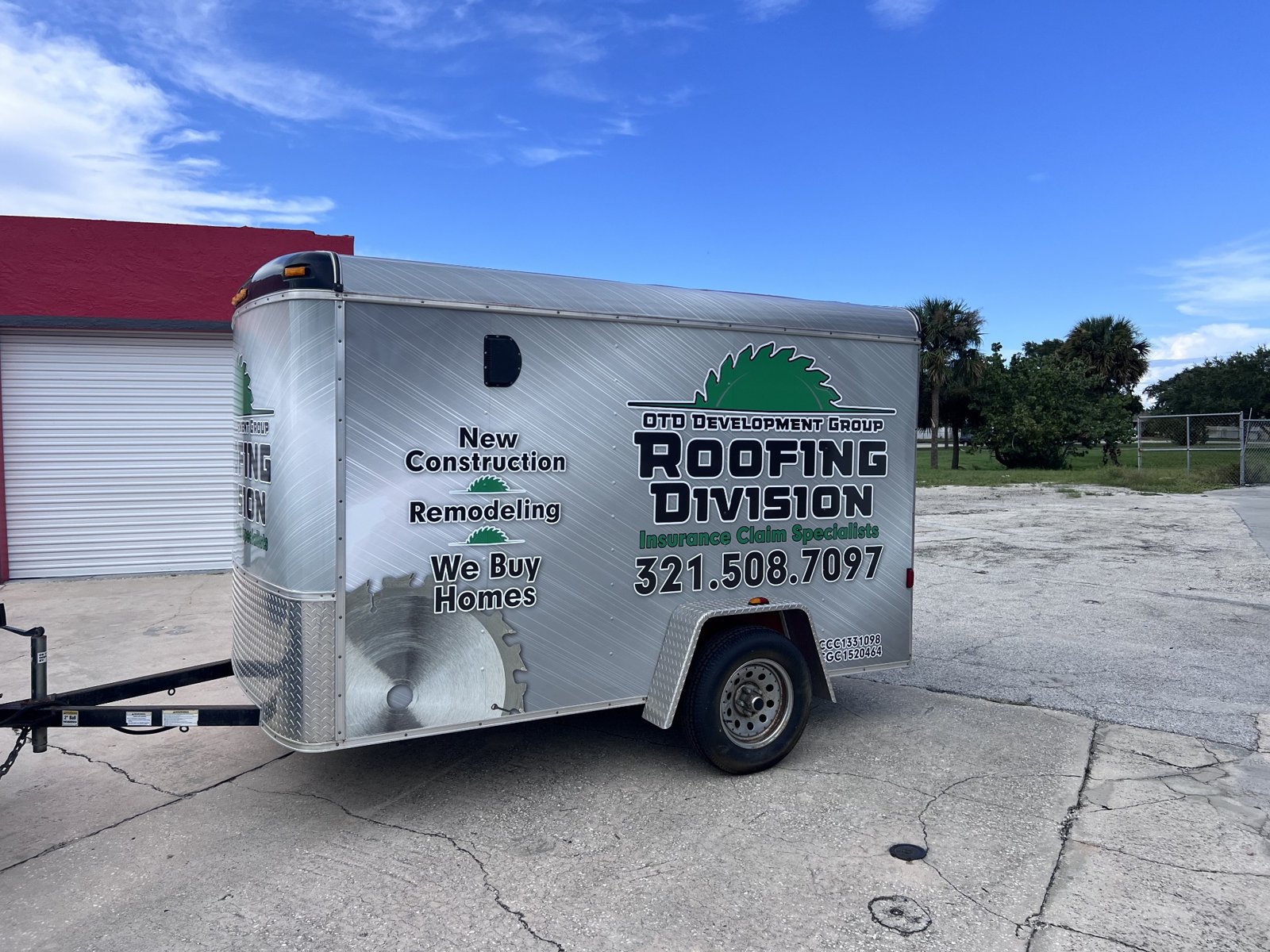Roofing-division business trailer graphics