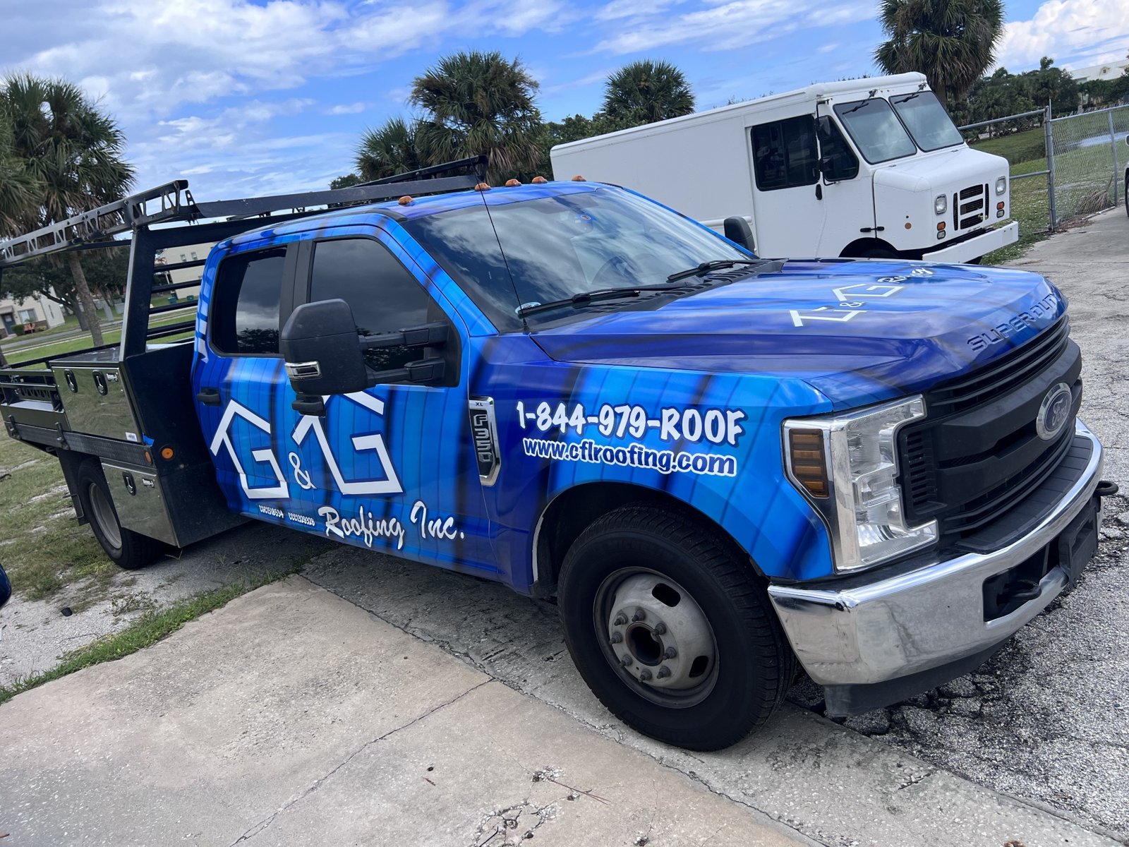 Roofing company pickup graphics